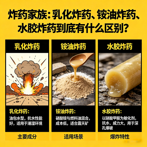 宁夏炸药家族：乳化炸药、铵油炸药、水胶炸药到底有什么区别？
